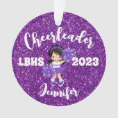 Gepersonaliseerde Paarse Sparkle Cheerleading Orna Ornament (voorkant)
