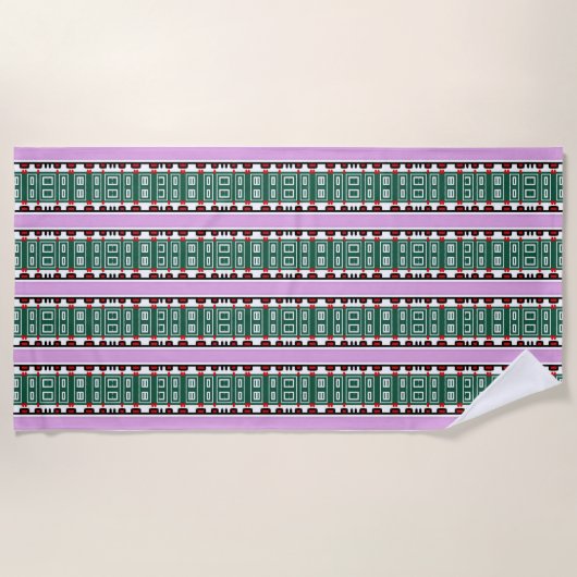 Gepersonaliseerde Paarse Strandlaken met Groen Pat (Voorkant)