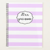 Gepersonaliseerde Paarse Stripes Planner Notitiebo (Voorkant)