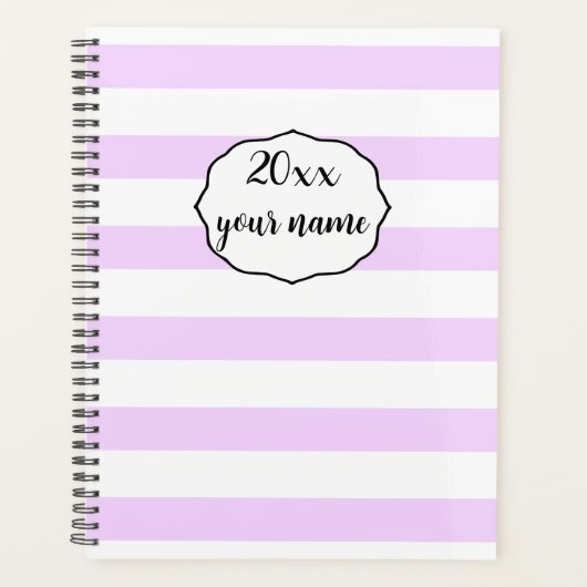 Gepersonaliseerde Paarse Stripes Planner Notitiebo (Voorkant)