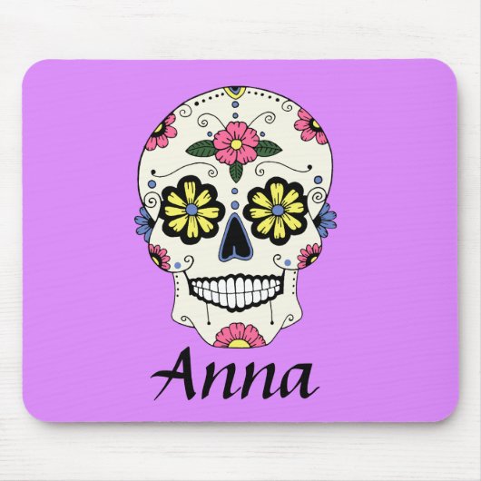 Gepersonaliseerde Paarse Sugar Skull Muismat (Voorkant)