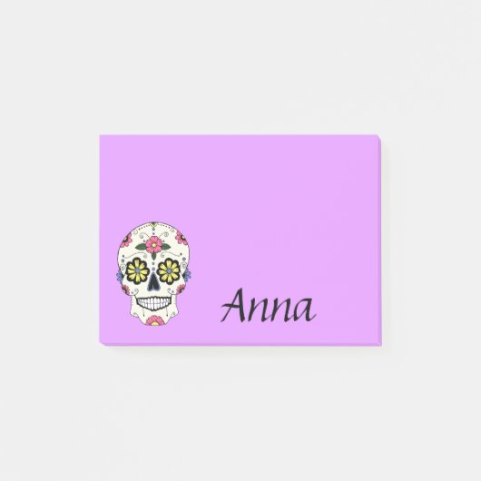 Gepersonaliseerde Paarse Sugar Skull Post Het merk Post-it® Notes (Voorkant)