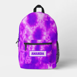 Gepersonaliseerde Paarse Tie Dye Bedrukte Rugzak