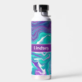 Gepersonaliseerde Paarse, Turquoise Blauwgroen Flu Waterfles (Links)