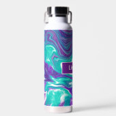 Gepersonaliseerde Paarse, Turquoise Blauwgroen Flu Waterfles (Voorkant)
