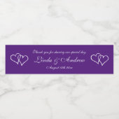 Gepersonaliseerde paarse twee hart bruiloft partij waterfles etiket (Enkel label)