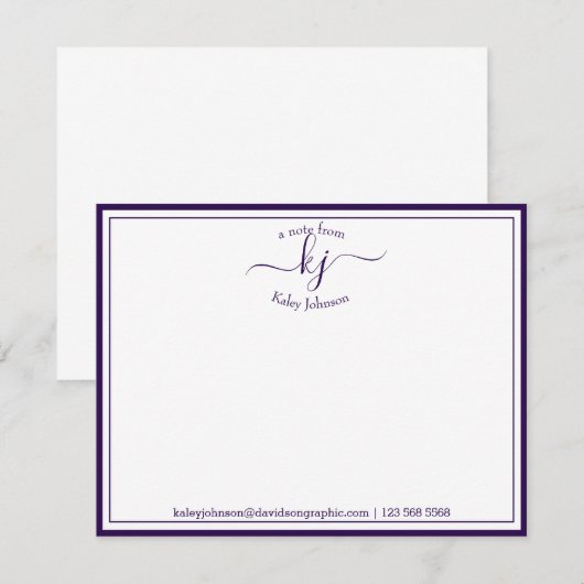 Gepersonaliseerde Paarse | Van de schrijftafel van Bedankkaart (Voorkant / Achterkant)