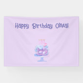 Gepersonaliseerde paarse verjaardagsbanner spandoek (Horizontaal)