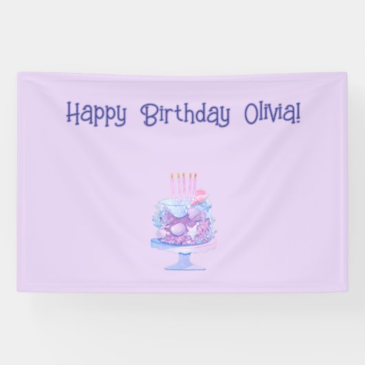 Gepersonaliseerde paarse verjaardagsbanner spandoek (Horizontaal)