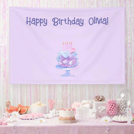 Gepersonaliseerde paarse verjaardagsbanner spandoek (Feest)