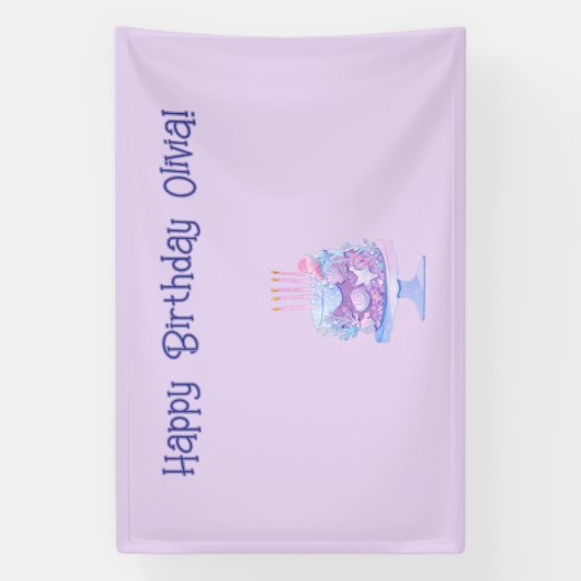 Gepersonaliseerde paarse verjaardagsbanner spandoek (Verticaal)