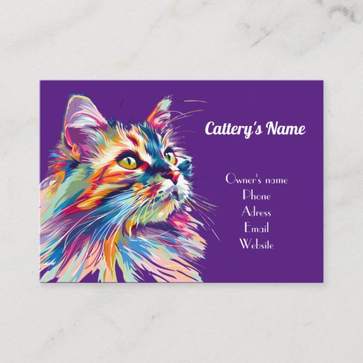 Gepersonaliseerde Paarse Visitekaartje voor Catter (Voorkant)
