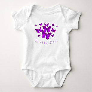 Gepersonaliseerde Paarse vlinders Baby Bodysuit