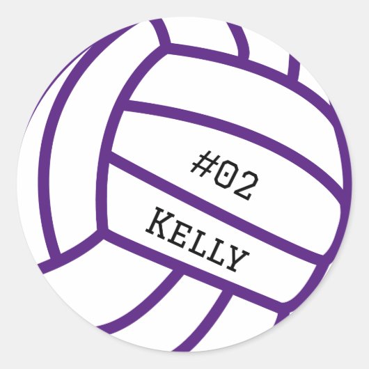 Gepersonaliseerde Paarse volleybal Stickers (Voorkant)