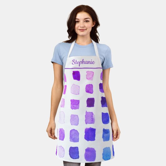 Gepersonaliseerde Paarse Waterverf kunstenaar Apro Schort (Gedragen)