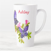 Gepersonaliseerde Paarse Waterverf Vlinder & Bloem Latte Mok (Rechts)