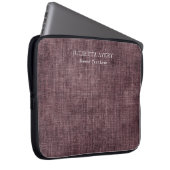 Gepersonaliseerde Paarse wijn Linen Rustic Texture Laptop Sleeve (Voorkant Rechts)
