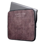 Gepersonaliseerde Paarse wijn Linen Rustic Texture Laptop Sleeve (Voorkant Links)