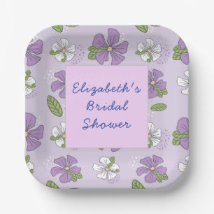 Gepersonaliseerde Paarse & Witte Bloemen Papier Bo Papieren Bordje