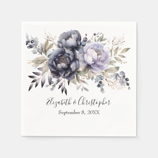 Gepersonaliseerde Paarse witte bloemenbotanische b Servet (Voorkant)