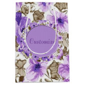 Gepersonaliseerde Paarse & witte bloemencadeau Medium Cadeauzakje (Voorkant)