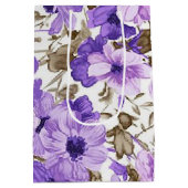 Gepersonaliseerde Paarse & witte bloemencadeau Medium Cadeauzakje (Achterkant)