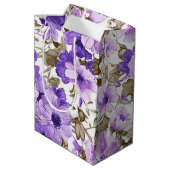 Gepersonaliseerde Paarse & witte bloemencadeau Medium Cadeauzakje (Achterkant Gekanteld)