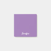 Gepersonaliseerde Paarse witte scriptnaam Post-it® Notes (Voorkant)