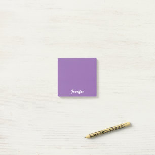 Gepersonaliseerde Paarse witte scriptnaam Post-it® Notes