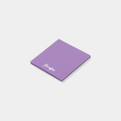 Gepersonaliseerde Paarse witte scriptnaam Post-it® Notes (Schuin)