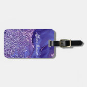 Gepersonaliseerde Paarse witte Waterverf Mandala Bagagelabel (Voorkant horizontaal)