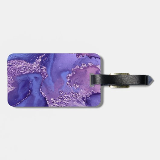 Gepersonaliseerde Paarse witte Waterverf Mandala Bagagelabel (Achterkant horizontaal)