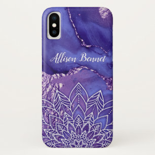 Gepersonaliseerde Paarse witte Waterverf Mandala Case-Mate iPhone Case