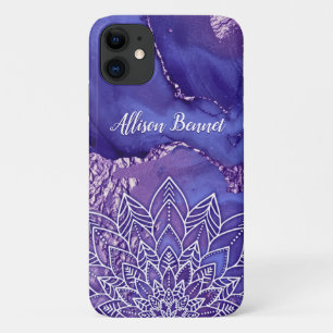 Gepersonaliseerde Paarse witte Waterverf Mandala Case-Mate iPhone Case