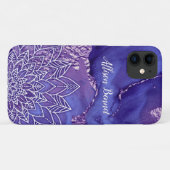 Gepersonaliseerde Paarse witte Waterverf Mandala Case-Mate iPhone Case (Achterkant (horizontaal))