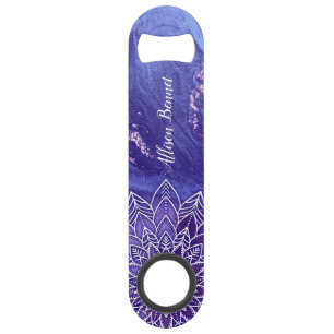Gepersonaliseerde Paarse witte Waterverf Mandala Speed Flessenopener