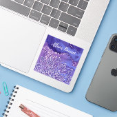 Gepersonaliseerde Paarse witte Waterverf Mandala Sticker (Laptop met iPhone)