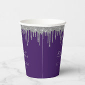 Gepersonaliseerde Paarse Zilveren 40ste Verjaardag Papieren Bekers (Rechts)