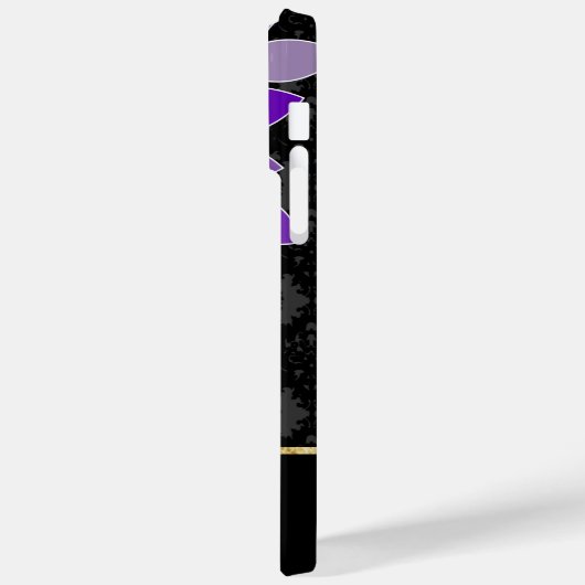 Gepersonaliseerde Paarse zwart en gouden bloemdama Case-Mate iPhone Case (Achterkant / Links)