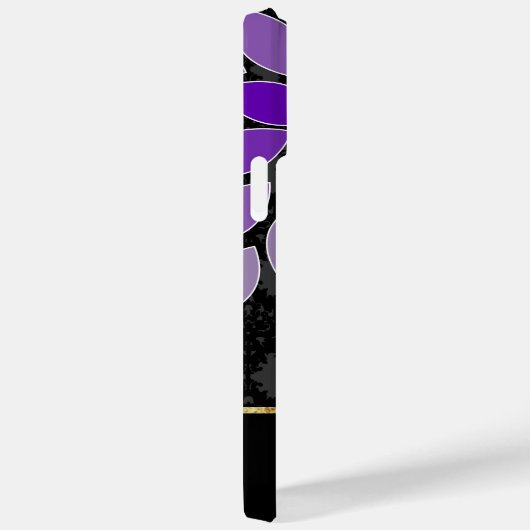 Gepersonaliseerde Paarse zwart en gouden bloemdama Case-Mate iPhone Case (Achterkant / Rechts)