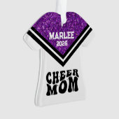 Gepersonaliseerde Paarse & Zwarte Cheer Mom Orname Ornament (voorkant)