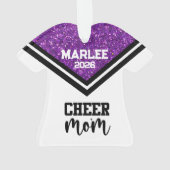 Gepersonaliseerde Paarse & Zwarte Cheer Mom Orname Ornament (achterkant)