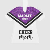 Gepersonaliseerde Paarse & Zwarte Cheer Mom Orname Ornament (voorkant)