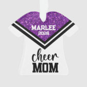 Gepersonaliseerde Paarse & Zwarte Cheer Mom Orname Ornament (voorkant)