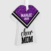 Gepersonaliseerde Paarse & Zwarte Cheer Mom Orname Ornament (voorkant)