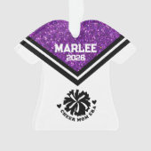 Gepersonaliseerde Paarse & Zwarte Cheer Mom Orname Ornament (voorkant)
