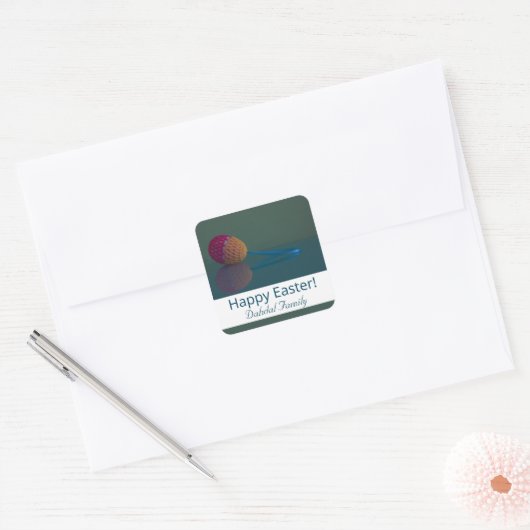 Gepersonaliseerde Paasei Holiday Square Sticker (Envelop)