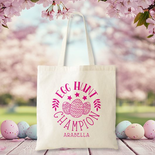 Gepersonaliseerde Paaseieren Hunt Kampioen Roze Me Tote Bag