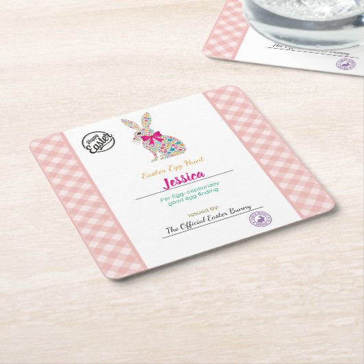 Gepersonaliseerde paaseieren van kinderen kartonnen onderzetters (Schuin)