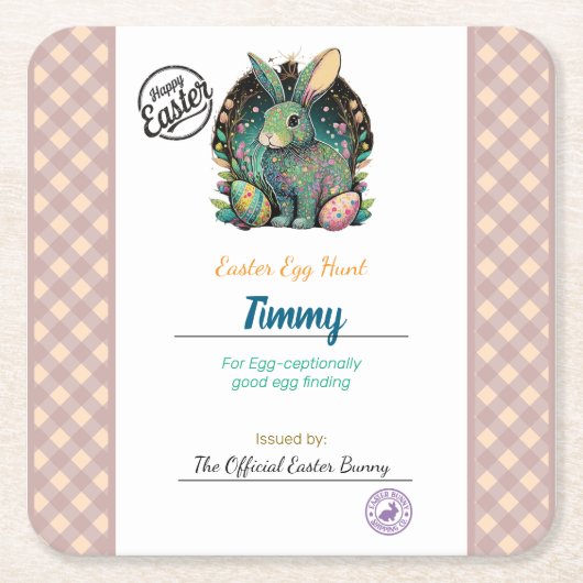 Gepersonaliseerde paaseieren van kinderen kartonnen onderzetters (Voorkant)